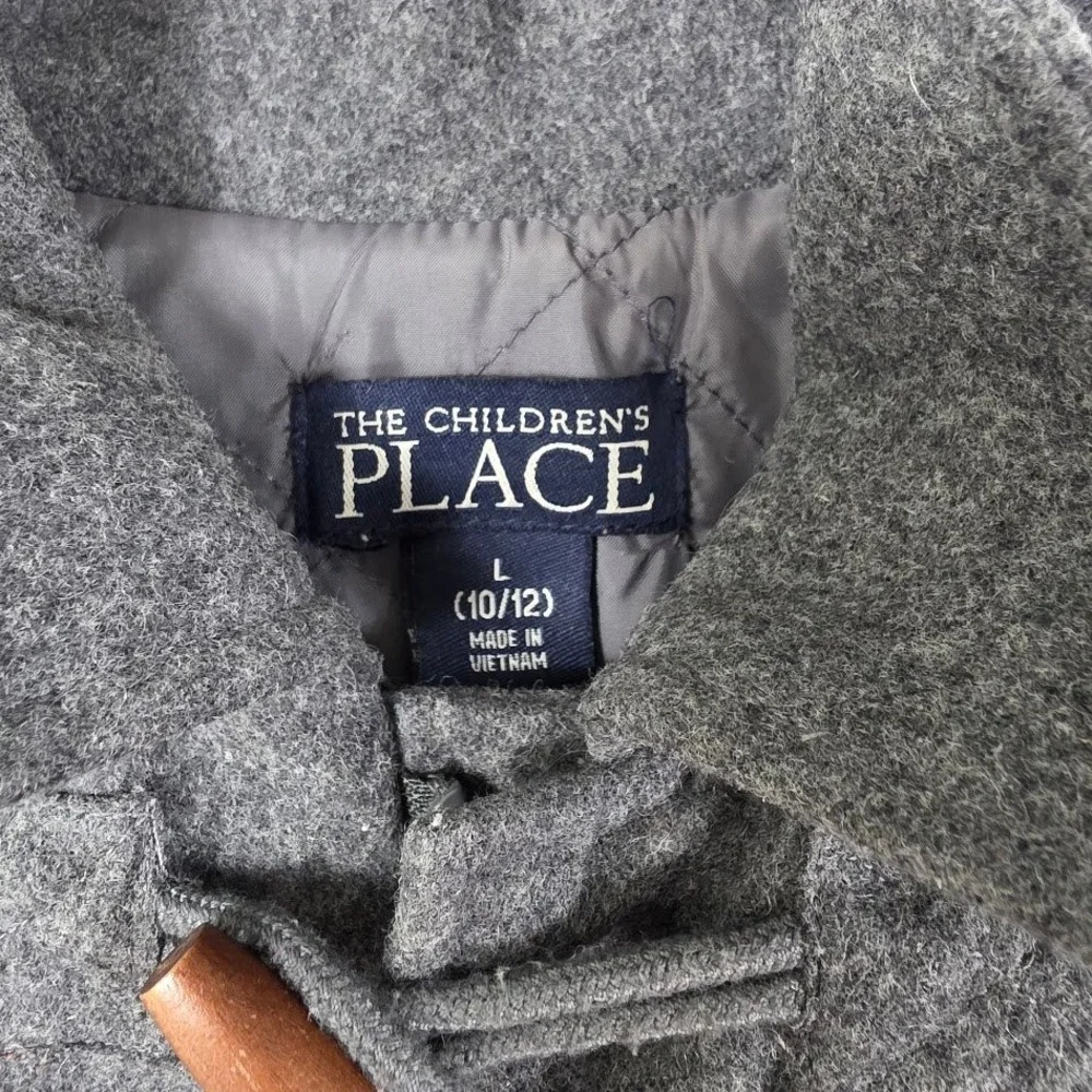 Childrens Place Kids Charcoal Grey‎ Duffle Coat Boys Size L 10 12 Toggle Classic